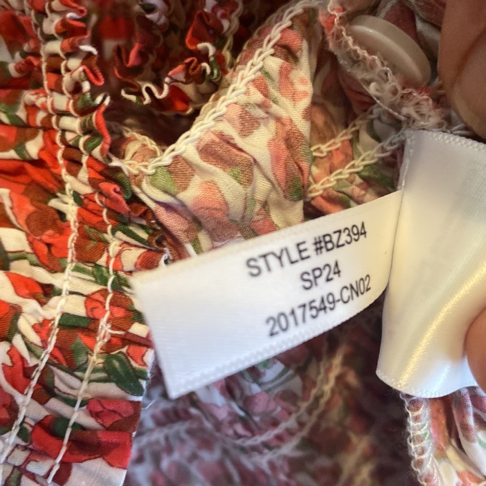 J Crew Smocked Button-up Shirt in Liberty Eliza's Red Fabric Large runs small - Picture 11 of 12